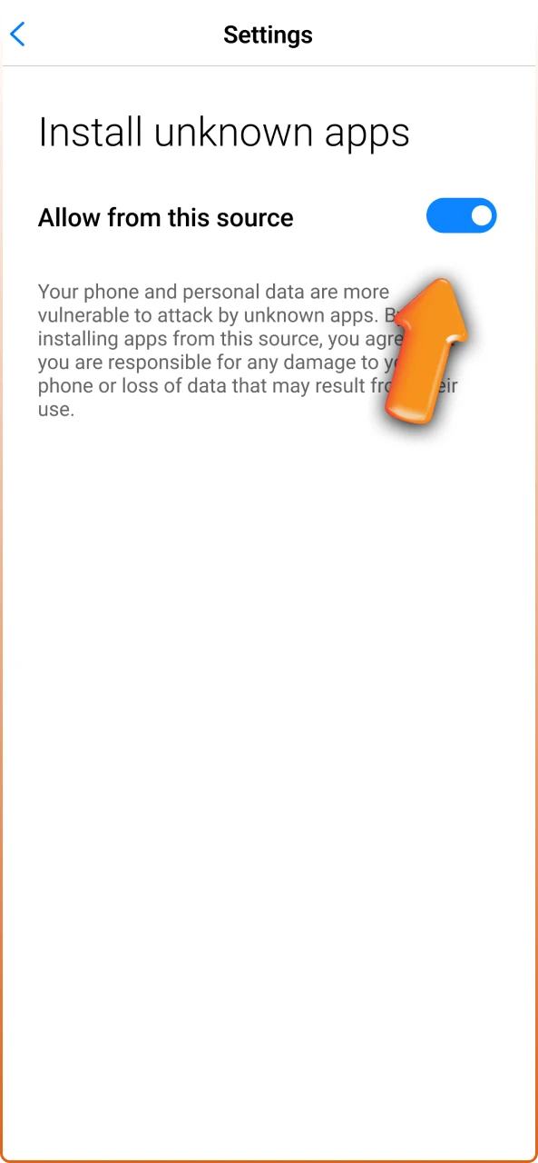Enable unknown sources in your settings to allow the Bagh App for Android installation.
