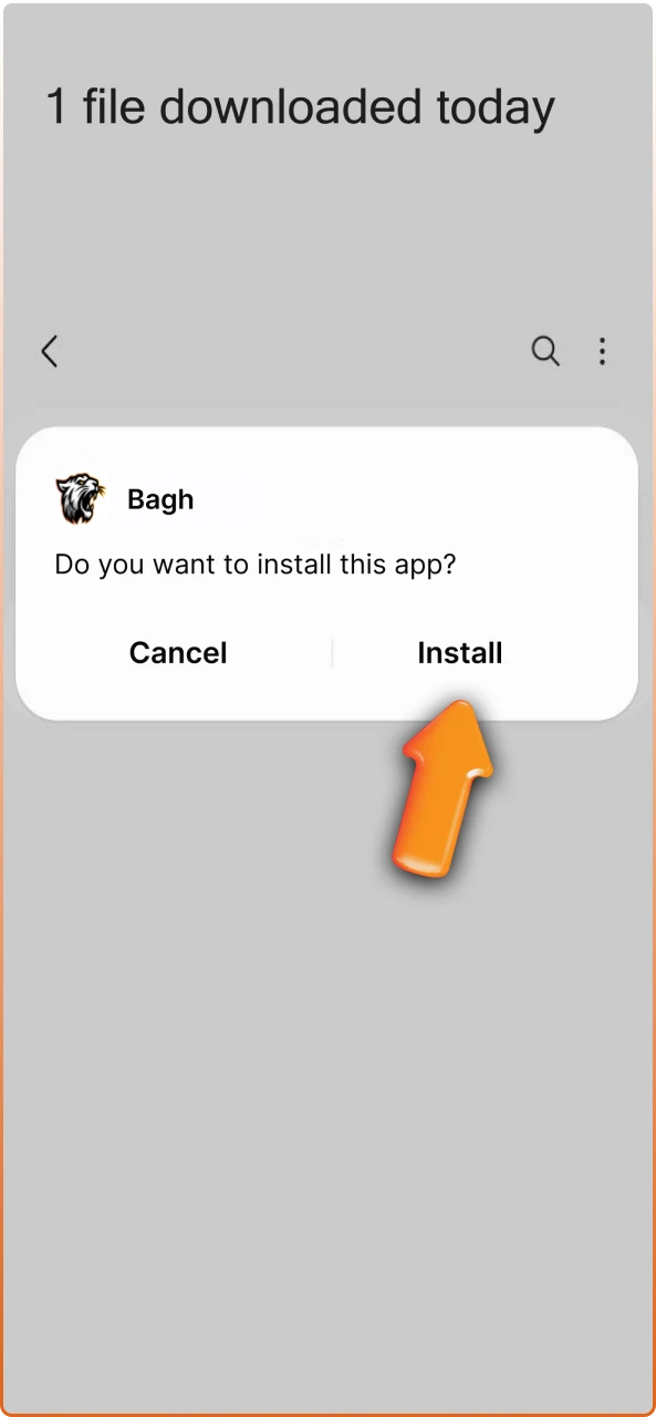 Run the installer to successfully set up the Bagh App for Android on your phone.