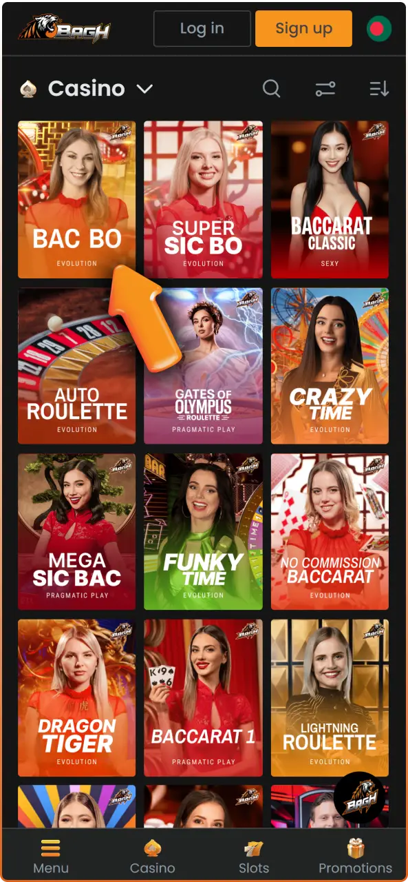 Choose a live table and start playing to Play Live Casino Games on Bagh today.