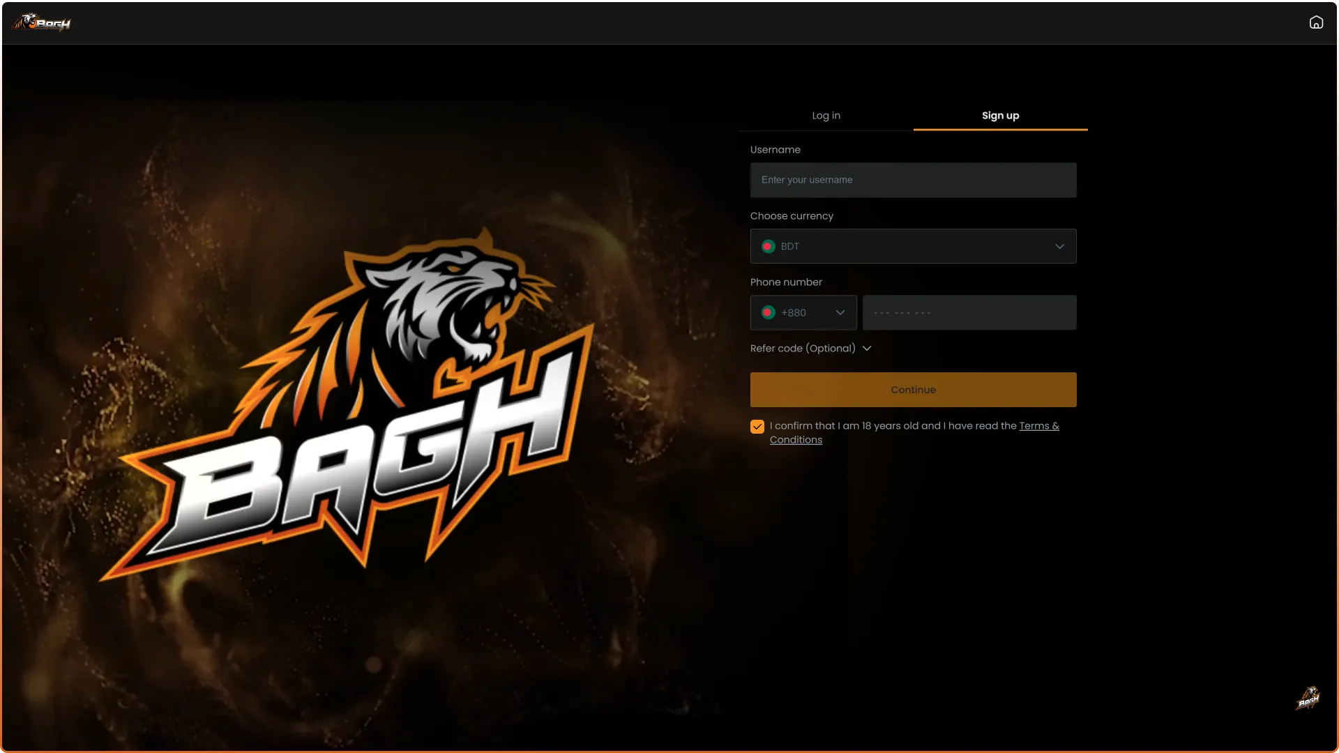 Create a new account on the Bagh main page to access exclusive gambling features.