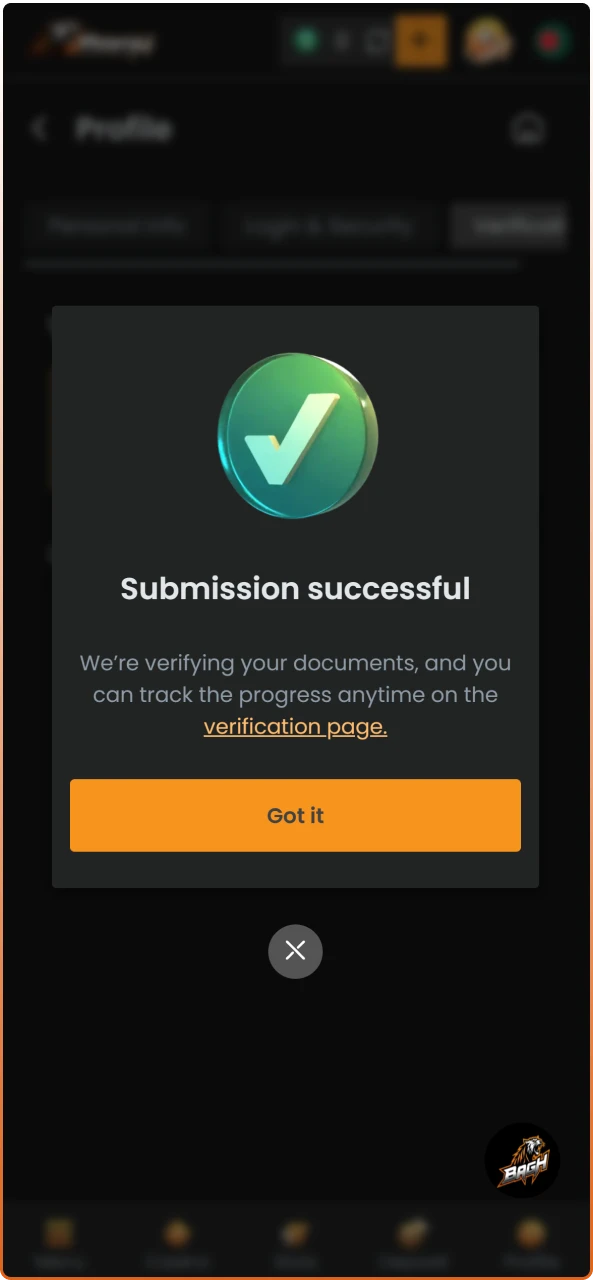 Receive confirmation once you successfully Verify Account on Bagh and start playing today.
