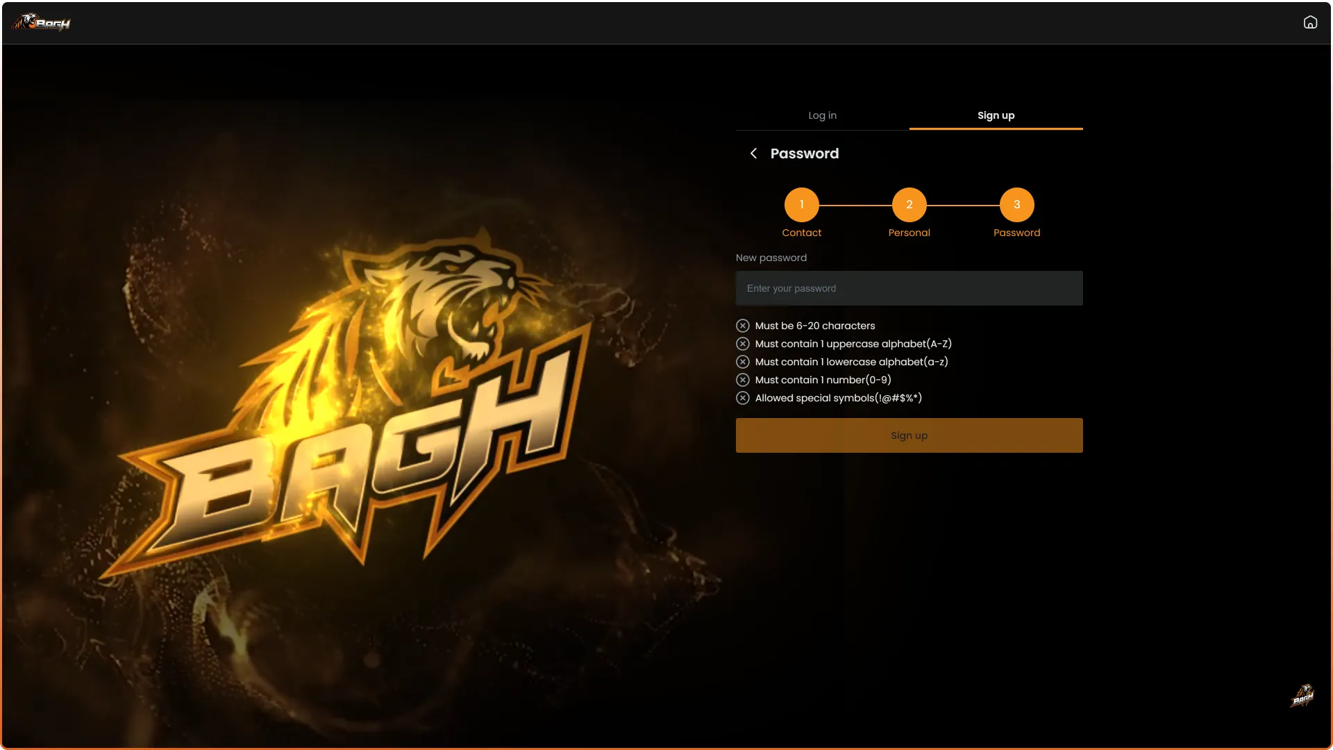 Set your login credentials to ensure security for your Register on Bagh profile in Bangladesh.